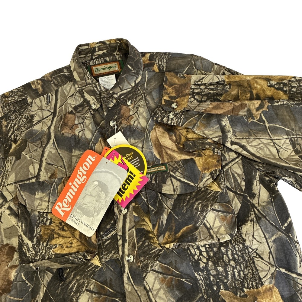NWT Remington Rem-Lite Button Down Hunting‎ Shirt RealTree Hardwoods Mens Large